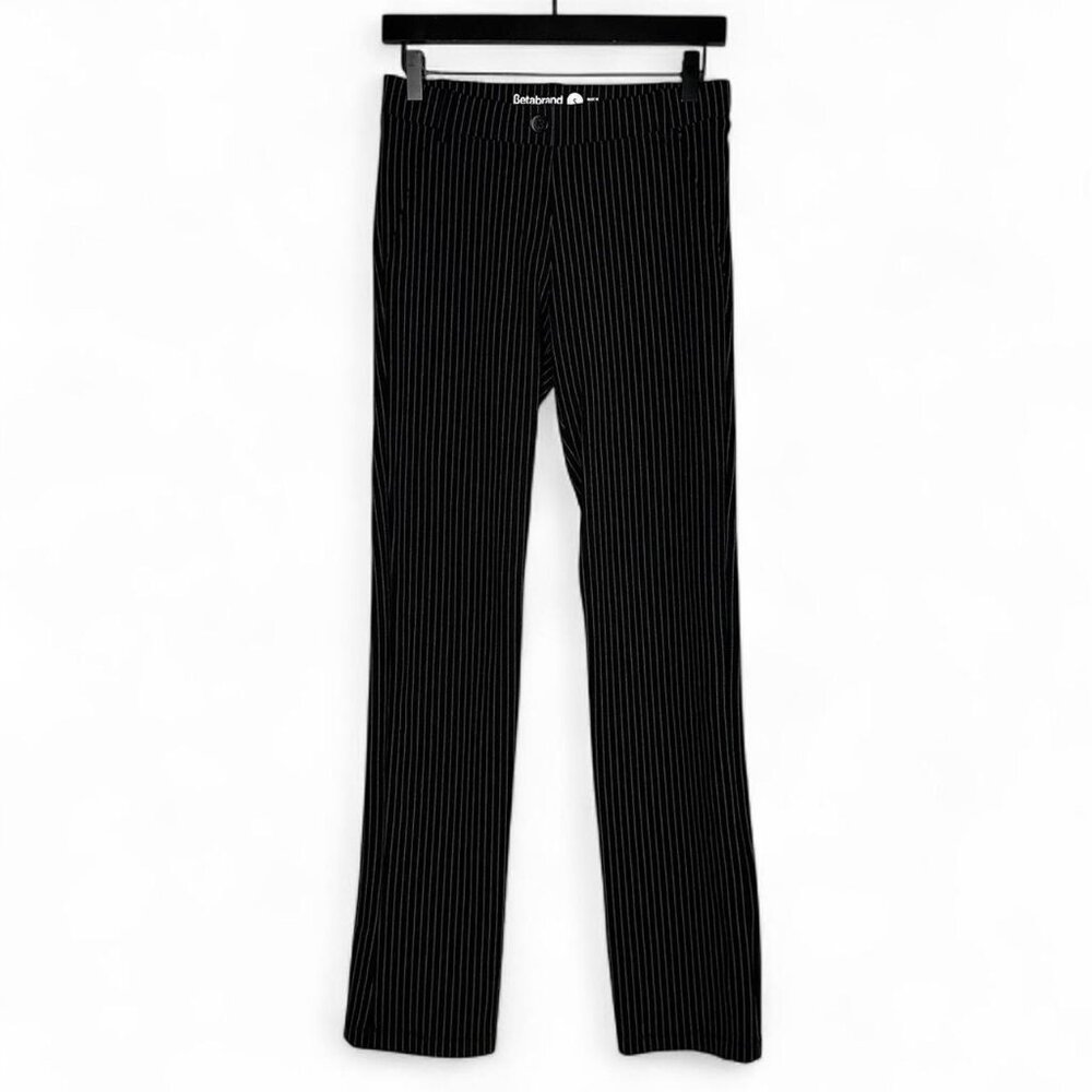 Betabrand Classic Dress Pant in Black Pinstripe White